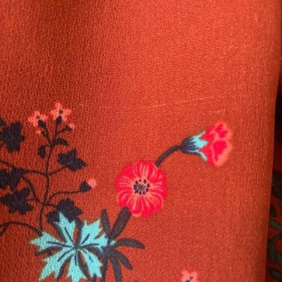 WAYF Brown Floral Long Sleeve Mock Neck Shift Dress Academia Preppy Size XS - Picture 13 of 13